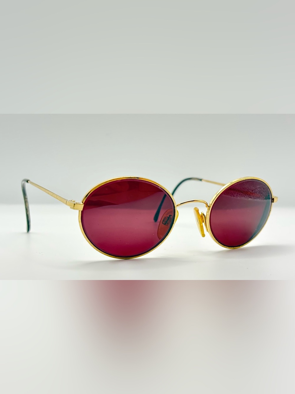Vintage 412 Gold Oval Metal Sunglasses Frames Only Italy